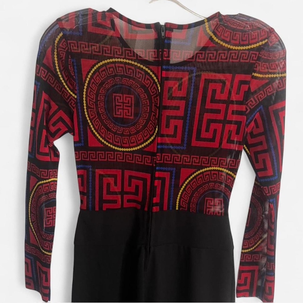 Elegant Geometric Red and Black long sleeve jumpsuit Size S - Picture 7 of 8